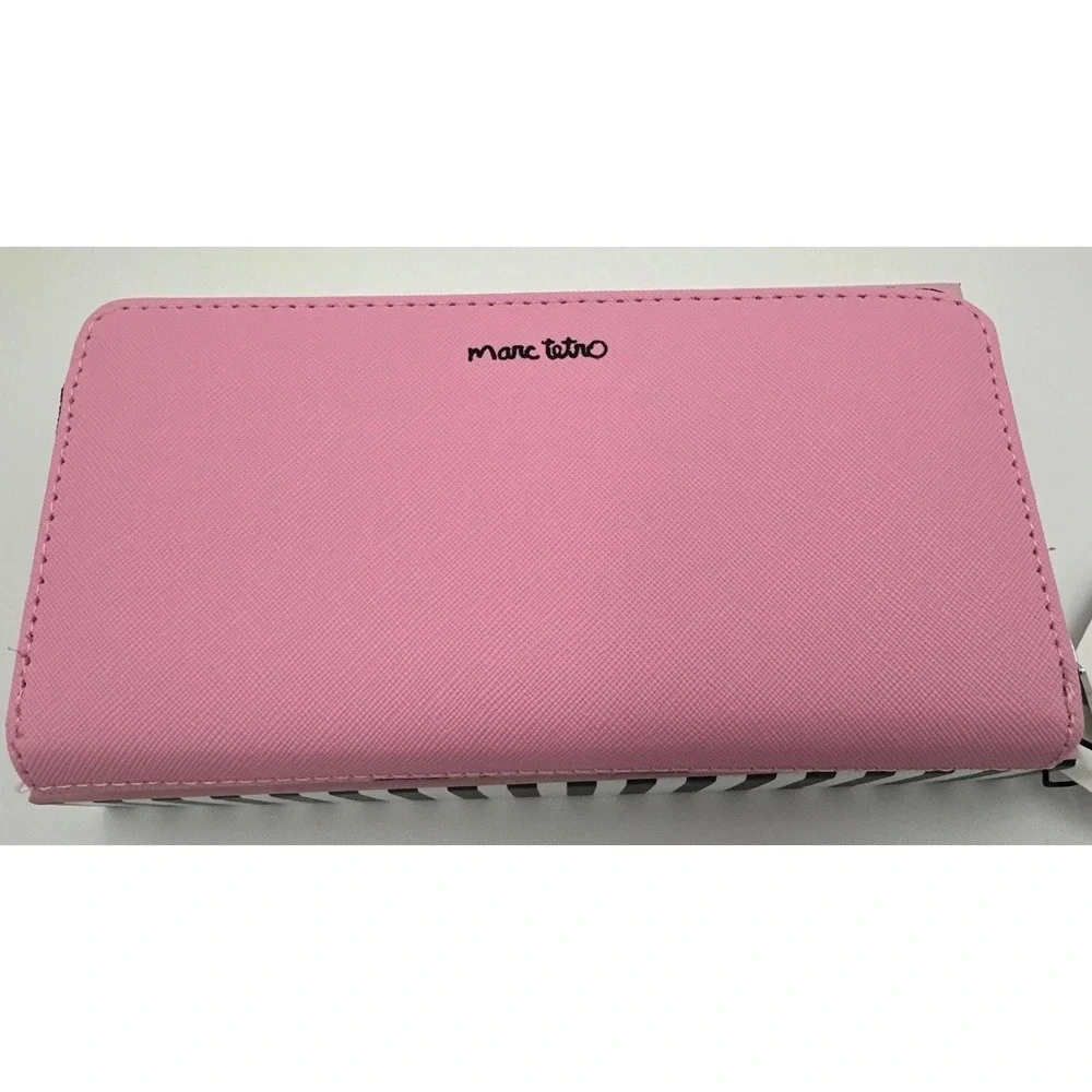 Marc Tetro Yorkie Dog Pink Zip Around Wallet With Gift Box NWT